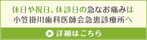 休日や祝日、休診日の急なお痛みは小笠掛川歯科医師会急患診療所へ